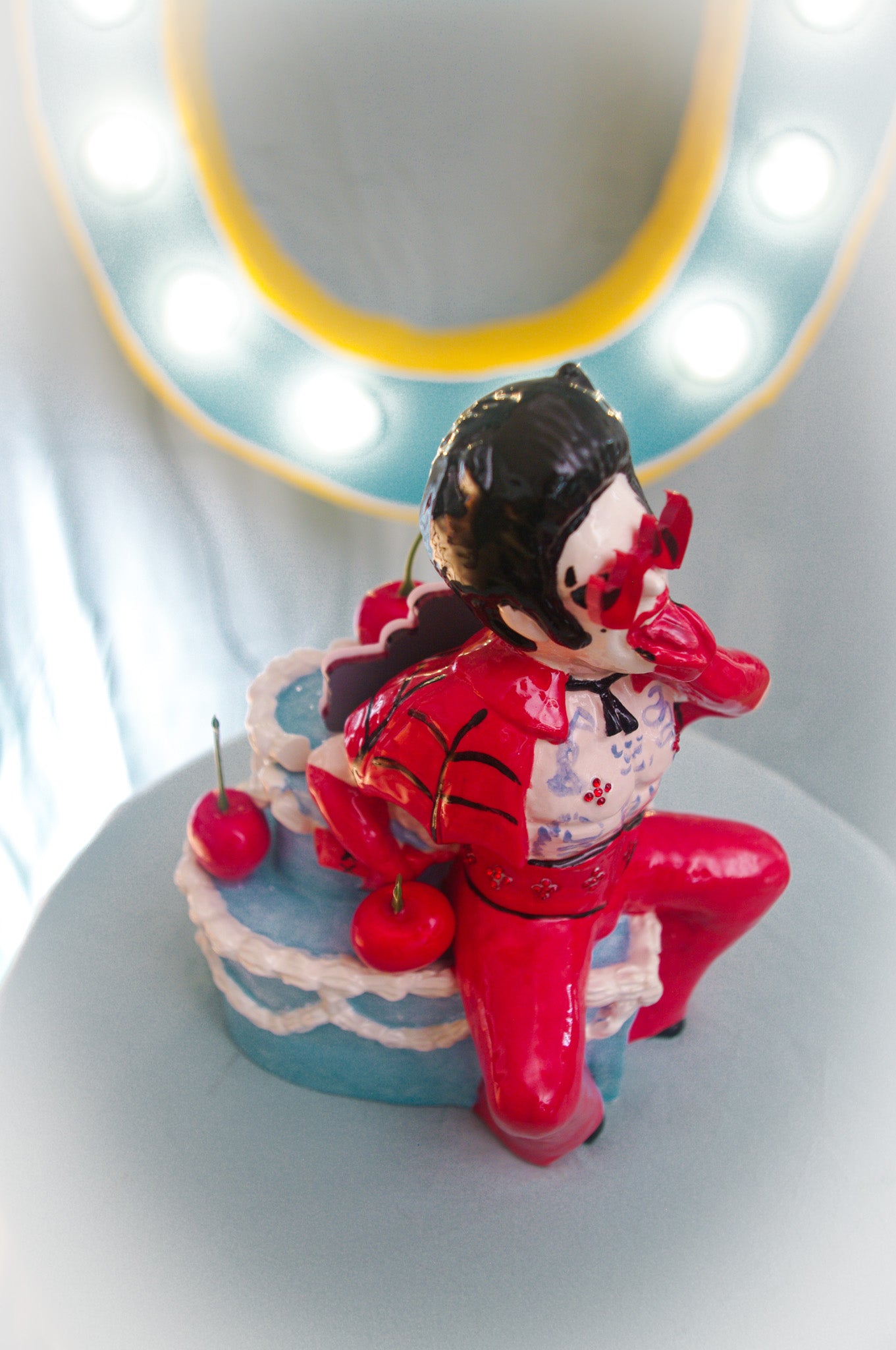 Hellvis Couple's Cocktail Mug - "Til Death" Blue cake with cherries