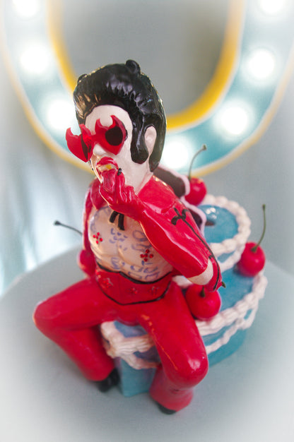 Hellvis Couple's Cocktail Mug - "Til Death" Blue cake with cherries