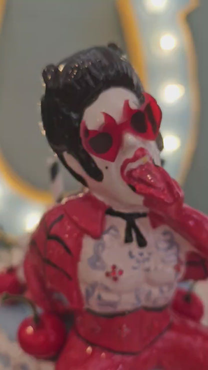 Hellvis Couple's Cocktail Mug - "Til Death" Blue cake with cherries