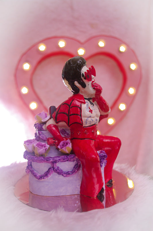 Hellvis Couple's Cocktail Mug - "Eat Me!" Purple cake with flowers