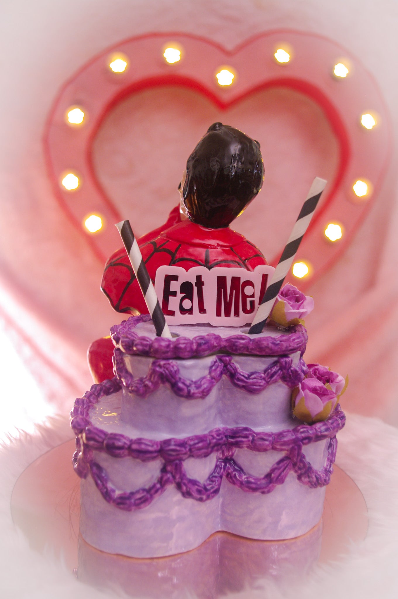 Hellvis Couple's Cocktail Mug - "Eat Me!" Purple cake with flowers